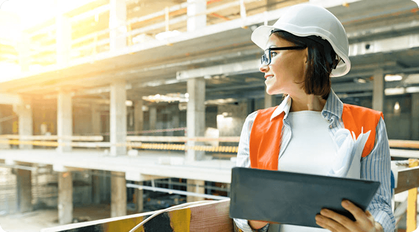 Documentos técnicos sobre a mesa com capacete de segurança